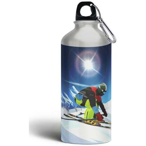 фото Бутылка спортивная,туристическая фляга, 500мл с карабином спорт горные лыжи - 414 brutbottle