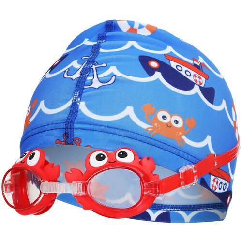 фото Набор для плавания "морское приключение", шапка, очки, беруши 2 шт, зажим для носа mva