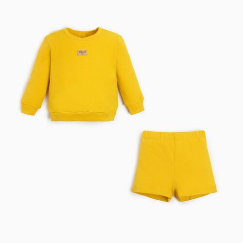фото Комплект одежды minaku, свитшот и шорты, спортивный стиль, размер 104, желтый