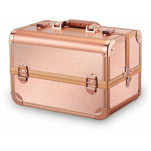 фото Бьюти кейс для косметики okiro cwb7350 розовое золото /чемоданчик для косметики / органайзер для бижутерии/ бьюти бокс для мастера