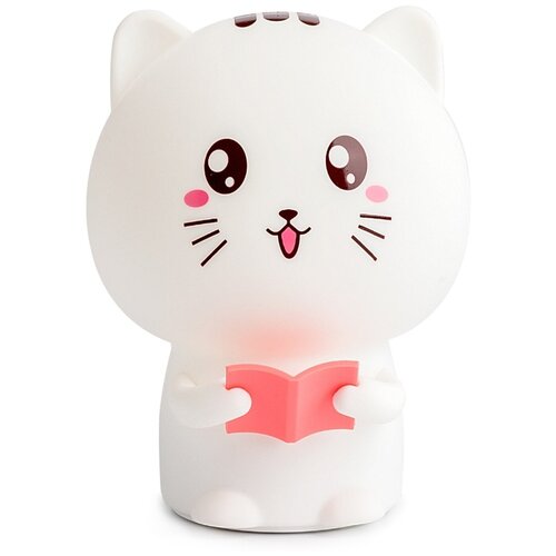 фото Мягкий ночник игрушка для детей котик с книгой happyko