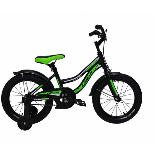 фото Велосипед lorak junior 16 boy матовый чёрный/зелёный