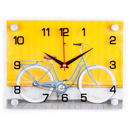 фото Часы - картина велосипед, 25,5х20 см рубин