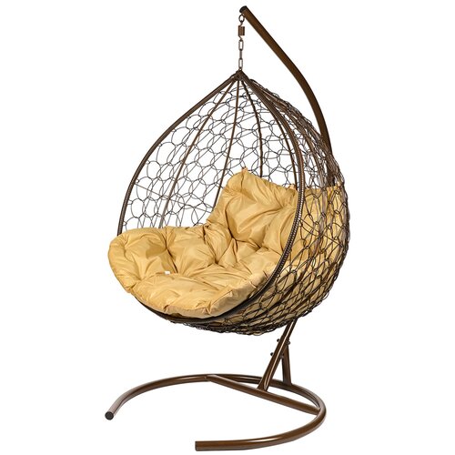 фото Кресло подвесное ювимет "gemini promo", коричневое, со стойкой, коричневая подушка (чехол в подарок)