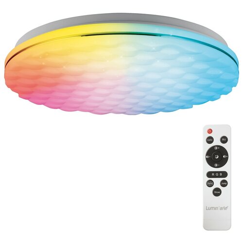 фото Светильник настенно- потолочный светодиодный lumin arte alfa с пультом управления, 20 м, изменение цвета rgb, цвет белый нет бренда