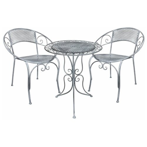 фото Комплект дачной мебели "ажурный прованс" (2 кресла, стол), металл, серый, edelman
