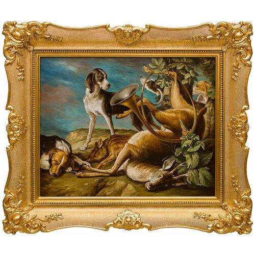 фото Картина маслом "охота на оленя и кабана" кривонос русская живопись