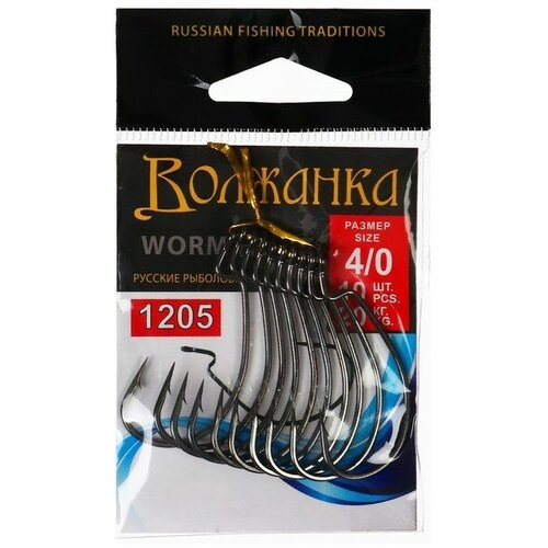 фото Крючки volzhanka worm hook № 4/0, 10 шт