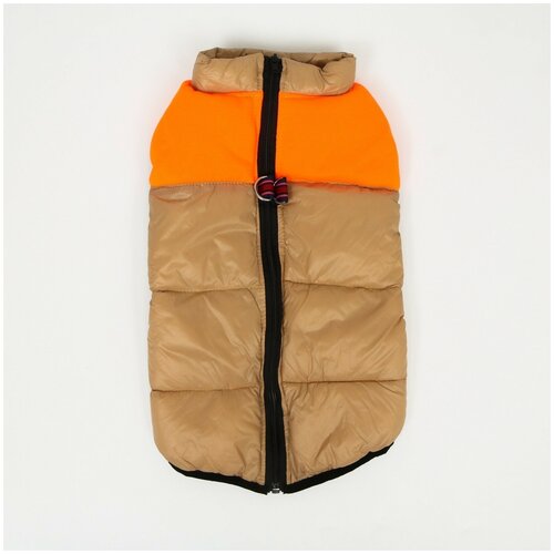 фото Куртка для собак на молнии, размер 10 (дс 25 см, ог 34 см, ош 24 см), бежевая с оранжевым сима-ленд