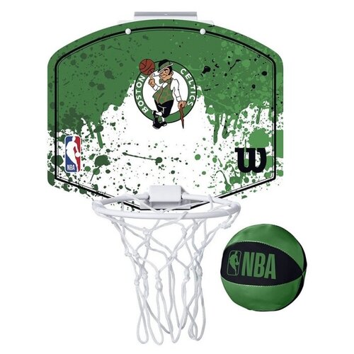 фото Набор для мини-баскетбола wilson nba team mini hoop boston, арт. wtba1302bos, щит с кольцом, мяч р.1