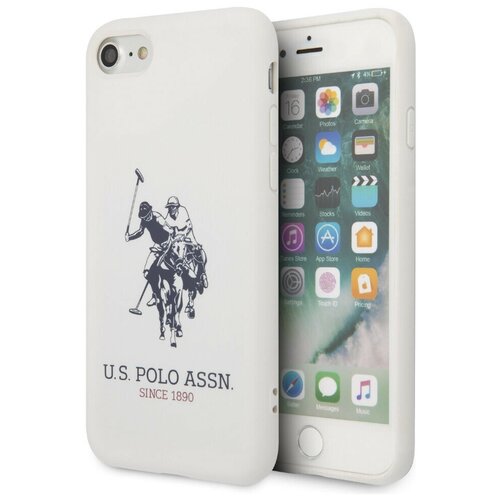 фото Силиконовый чехол-накладка для iphone 7/8/se (2020) u.s. polo assn. liquid silicone big horse hard, белый