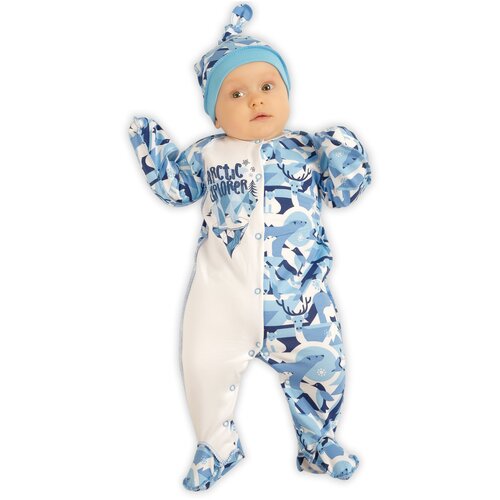 фото Комбинезон нательный для малыша babyglory "зимняя сказка" швы наружу (футер с начесом) голубой 20-62