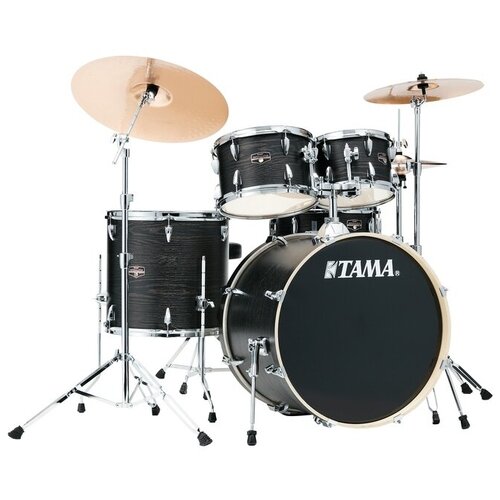 фото Tama ie52kh6w-bow imperialstar ударная установка из 5 барабанов: 16"х22" бас-барабан, 15"х16" напольный том, 8"х12" & 7"х10" томы, 5"х14" малый барабан, двойной том-холдер mth50, прямая и наклонная стойки для тарелок, стойка под малый барабан, стойка для хай-хэта, педаль для бас-барабана, стул, материал корпуса барабанов 9-слойный тополь, цвет "черный дуб"