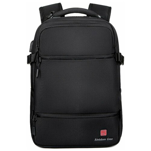 фото Рюкзак мужской школьный модный портфель для девочек подростковый туристический ноутбука 17.3" и 30 л спорта с usb, rittlekors gear rg2022 чёрный