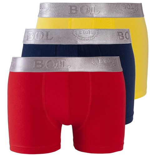 фото Bol men's набор трусов боксеры с профилированным гульфиком, 3 шт., размер 2xl(56-58), желтый/темно-синий/красный