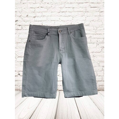 фото Бриджи tello jns джинсовые, средняя посадка, стрейч, размер w32, серый