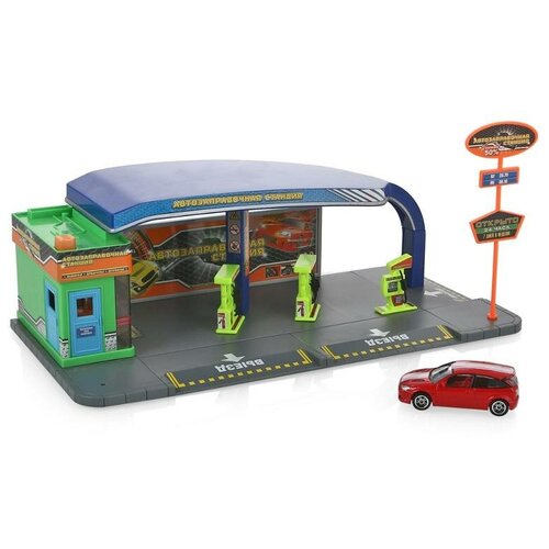 фото Игровой набор "автозаправочная станция" с машинкой, 21 см, световые и звуковые эффекты технопарк