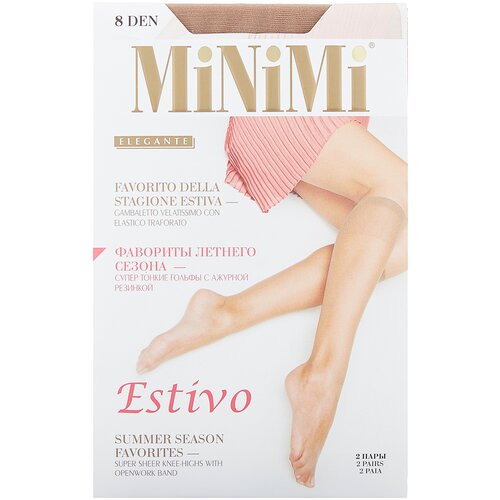 фото Капроновые гольфы minimi estivo 8 den, 2 пары, размер 0 (one size), daino