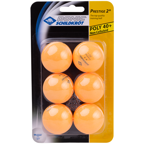 фото Мяч для настольного тенниса donic 2* prestige, оранжевый, 6 шт.