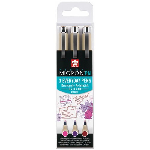 фото Sakura набор капиллярных ручек pigma micron pn (poxsdkpn3b) 3 цвета, 3 шт.