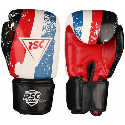 фото Боксерские перчатки rsc sport hit pu, sb-01-146 белый/красный/синий 8 oz