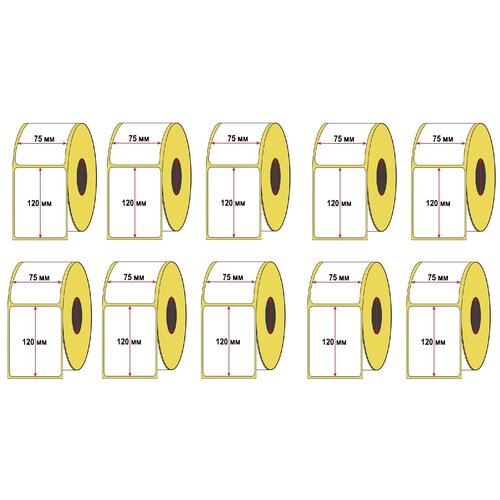 фото Набор 10 рулонов термоэтикетка для ozon 75x120 мм эко (1 рулон = 250 шт) втулка 40 мм no brend