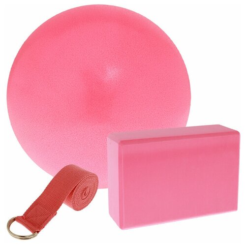 фото Набор для йоги (блок+ремень+мяч), цвет розовый 2579466 sangh
