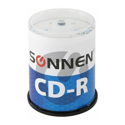 фото Диски cd- r sonnen, 700 mb, 52x, cake box (упаковка на шпиле) комплект 100 шт 513533