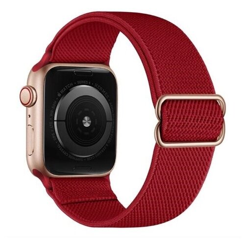 фото Ремешок тканевый для часов apple watch 4/5/se/6 диагональю экрана 42/42 мм красный kamukamu