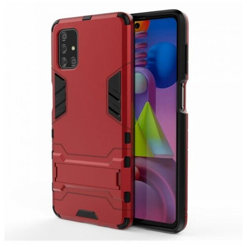 фото Brodef iron противоударный с подставкой чехол для samsung galaxy m51 красный