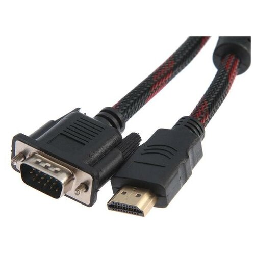 фото Кабель-переходник видео luazon, hdmi - vga, 1.5 м, с ферритовыми кольцами, чёрный newstory