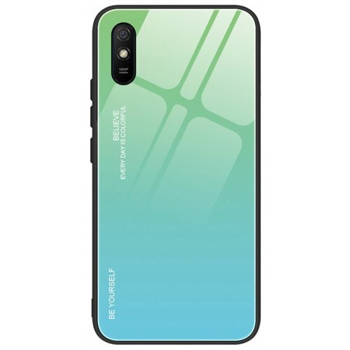 фото Brodef gradation стеклянный чехол для xiaomi redmi 9a бирюзовый