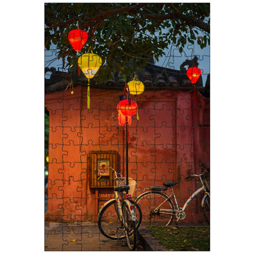 фото Магнитный пазл 27x18см."hoian, велосипед, улицы" на холодильник lotsprints