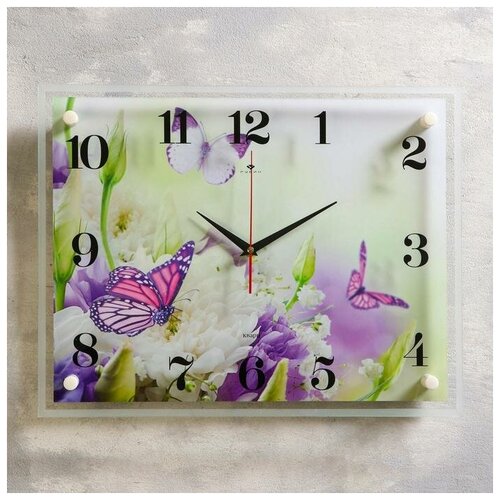 фото Часы настенные, серия: цветы, "бабочка", 35х45 см микс нет бренда