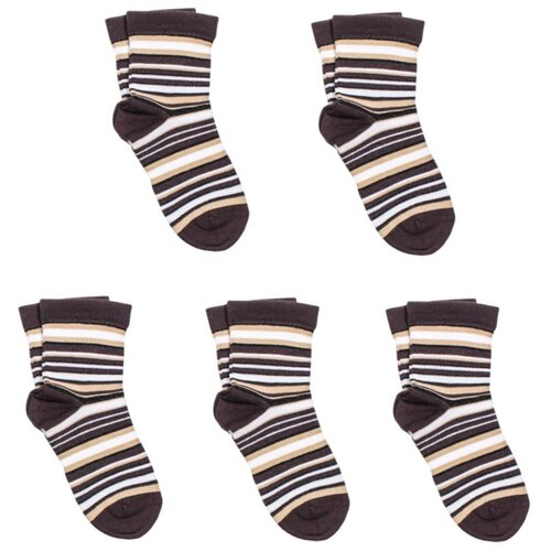 фото Комплект из 5 пар детских носков lorenzline коричнево-белые, размер 16-18
