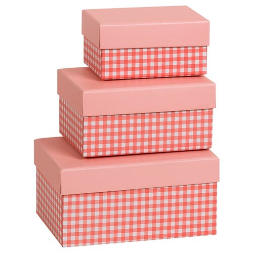 фото Набор коробок стильная клетка, светло-розовый, 16*12*8 см, 3 шт. дон баллон