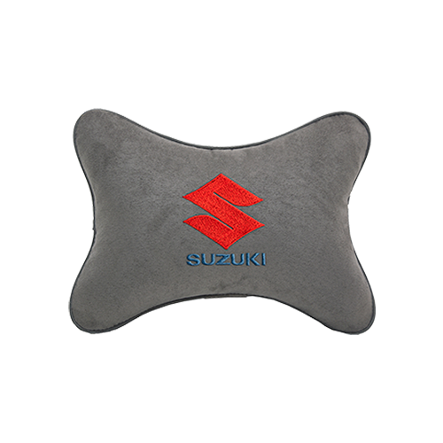 фото Подушка на подголовник алькантара l. grey с логотипом автомобиля suzuki vital technologies