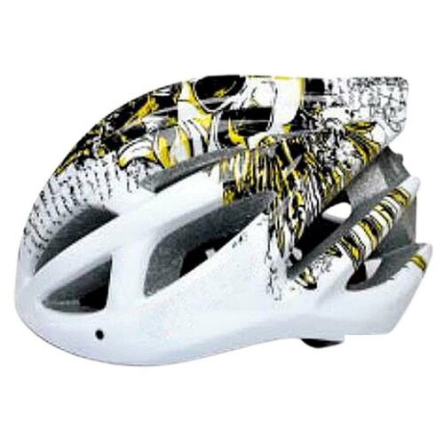 фото Шлем велосипедный защитный спортивный fsd-hl007 (in-mold) размер l (54-61 см) жёлто-белый/600310 stels