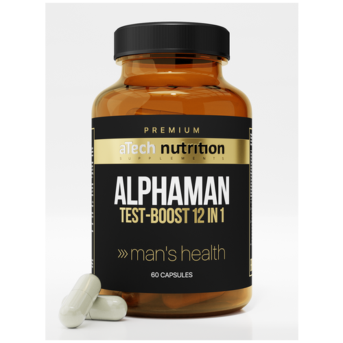 фото Витаминый комплекс для мужчин alphaman, средства повышающие тестостерон, 60 капсул atech nutrition
