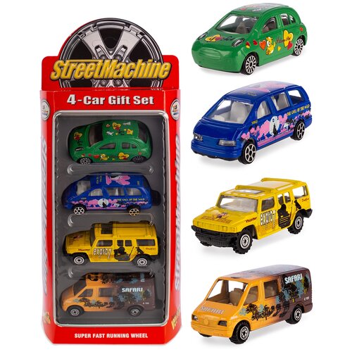 фото Детский игровой набор металлических машинок serinity toys, в наборе 4 машинки, зеленый