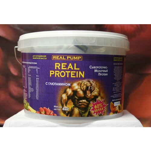 фото Сывороточно-молочный протеин real protein см 60 4000 гр. банан/шоколад real pump