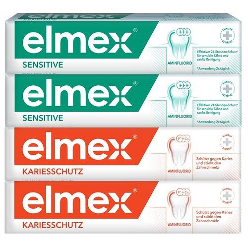 фото Набор зубных паст elmex сенситив плюс для чувствительных зубов 75 мл*2шт + защита от кариеса 75 мл*2 шт