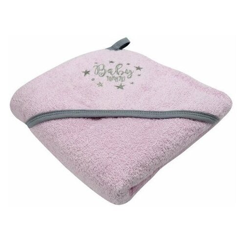 фото Yummyki полотенце для новорожденных с уголком банное 78х78 см розовый/светло-серый