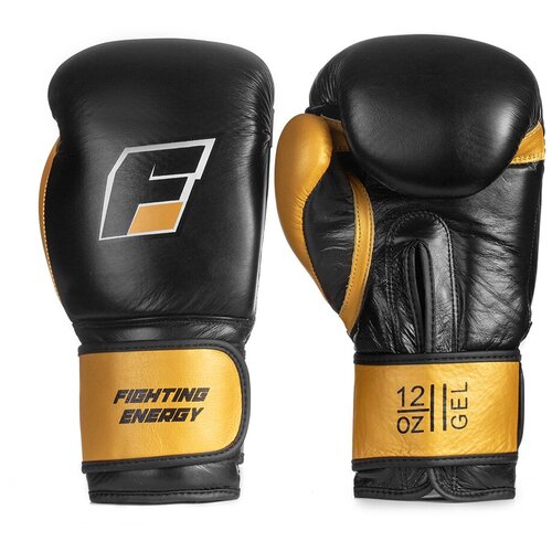 фото Перчатки боксерские fighting energy gel кожа, черно-золотые (14 унций)