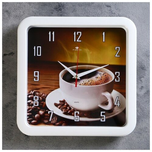 фото Часы настенные квадратные "чашка кофе", 30х30 см (рубин) 2421818 21 век
