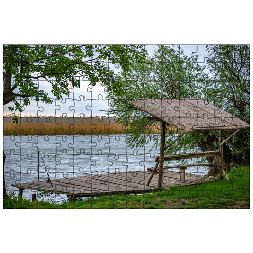 фото Магнитный пазл 27x18см."удочка, рыбалка, fishing reel" на холодильник lotsprints