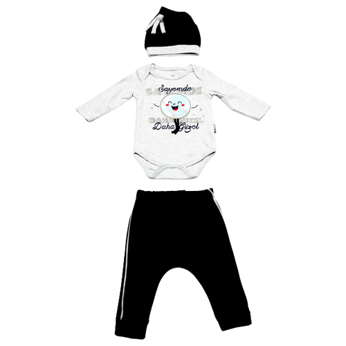 фото Комплект одежды miniworld детский, шапка и брюки и боди, пояс на резинке, манжеты, размер 74, синий
