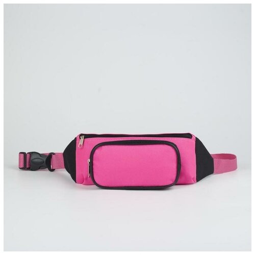 фото Сумка поясная, отдел на молнии, наружный карман, цвет чёрный/розовый mikimarket