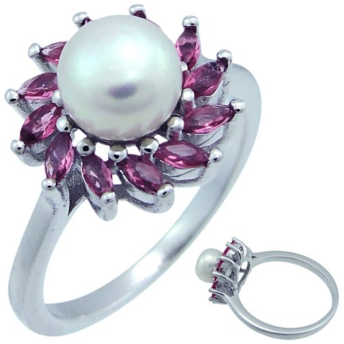 фото Balex кольцо 1405937519 из серебра 925 пробы с жемчугом культивированным и рубином синтетическим, размер 17