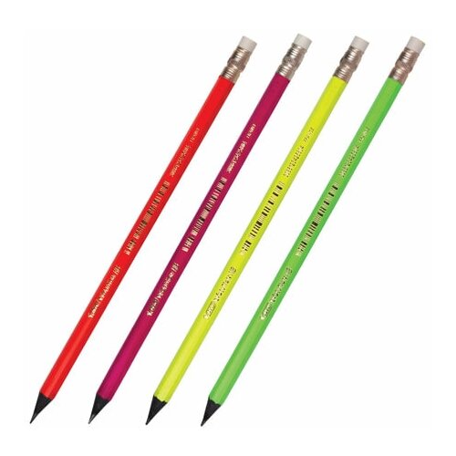 фото Карандаш чернографитный bic, 1 шт., "evolution fluo", hb, с резинкой, пластиковый, корпус ассорти, заточенный, 942882, 24 шт.